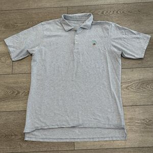 B Draddy Sport Polo Shirt Mens Large Blue Stripe Golf Performance Stretch Preppy